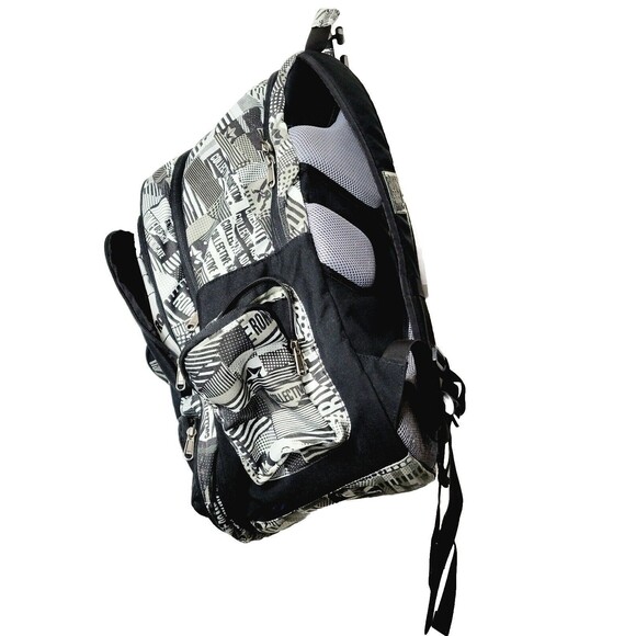 Snowboarder Backpack ROME SDS Boot Laptop Bag AOP Graphics BLK & Whi 20x13x9 VGC - Picture 2 of 15